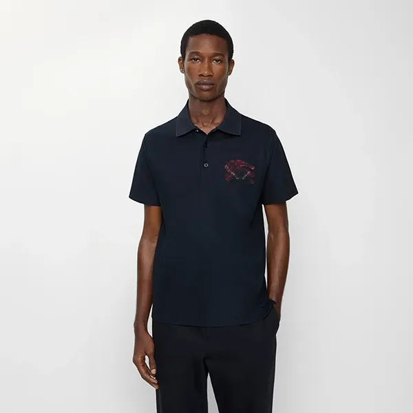 Áo Polo Nam Burberry Equestrian Knight-Check 8116121 Màu Xanh Navy Size S