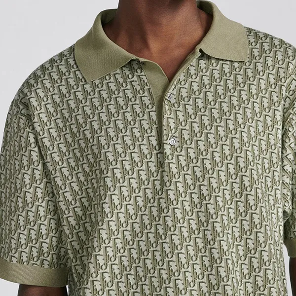 Áo Polo Nam Dior Oblique Polo Shirt Khaki Cotton Jacquard Màu Xanh Khaki Size S