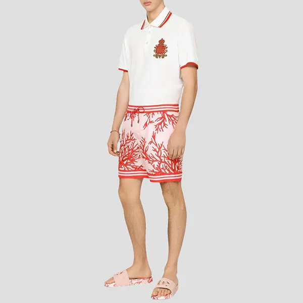 Áo Polo Nam Dolce & Gabbana D&G Logo-Patch Short-Sleeved In White G8OS1Z FU7EN W0111 Màu Trắng Size 44