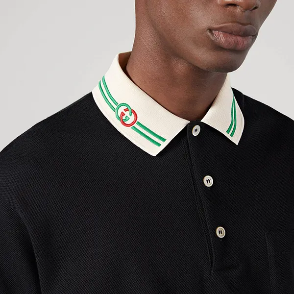 Áo Polo Nam Gucci Cotton Piquet With Interlocking G 658067 XJDI2 1043 Màu Đen Size S