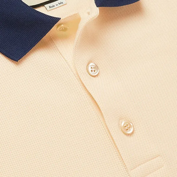 Áo Polo Nam Gucci Logo-Jacquard Webbing-Trimmed Stretch-Cotton Piqué Polo Shirt Màu Be Size S (Form To)