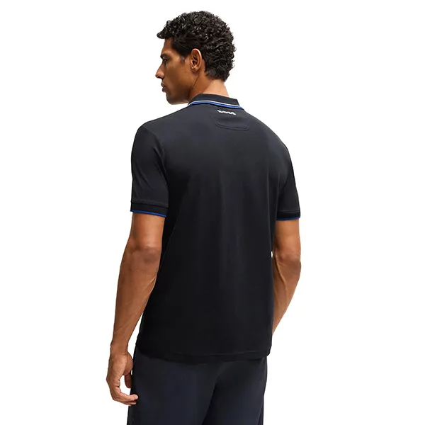 Áo Polo Nam Hugo Boss Cotton-Blend Polo Shirt With Contrast Logos 50469102 402 Màu Xanh Navy Size S
