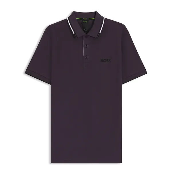 Áo Polo Nam Hugo Boss Cotton-Blend Polo Shirt With Contrast Logos 50469102 517 Màu Tím Size S