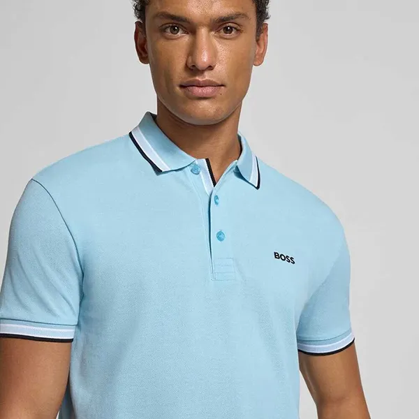 Áo Polo Nam Hugo Boss Paddy Polo Shirt In Cotton Piqué 50469055 455 Màu Xanh Blue Size S