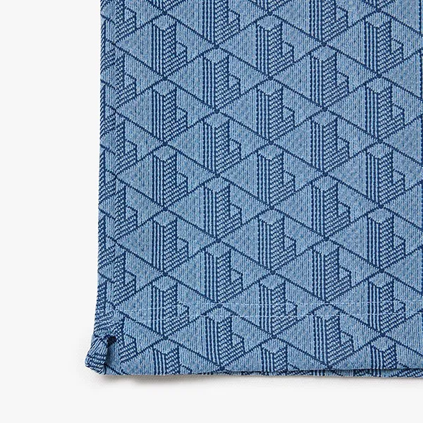 Áo Polo Nam Lacoste Classic Fit Contrast Collar Monogram Jacquard DH1417 IK8 Màu Xanh Nhạt Size 2