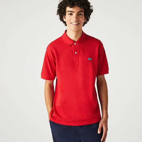 Áo Polo Nam Lacoste Classic Fit Speckled Print Cotton Pique PH2363 7CQ Màu Đỏ Size 3
