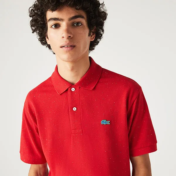 Áo Polo Nam Lacoste Classic Fit Speckled Print Cotton Pique PH2363 7CQ Màu Đỏ Size 3