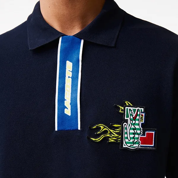 Áo Polo Nam Lacoste Contrast Placket And Crocodile Badge PH146551166 PC02 Màu Xanh Navy Size 2