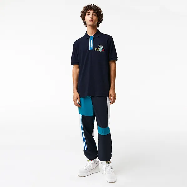 Áo Polo Nam Lacoste Contrast Placket And Crocodile Badge PH146551166 PC02 Màu Xanh Navy Size 2
