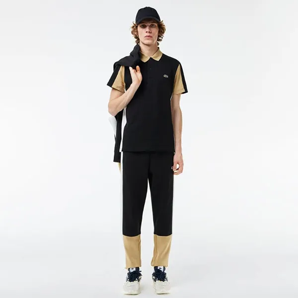 Áo Polo Nam Lacoste Cotton Piqué Colourblock PH1302 00 IKH Màu Đen/Be Size XS