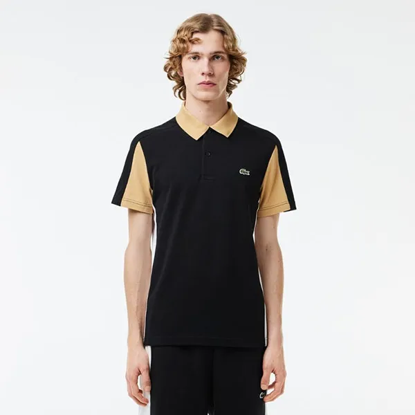 Áo Polo Nam Lacoste Cotton Piqué Colourblock PH1302 00 IKH Màu Đen/Be Size XS