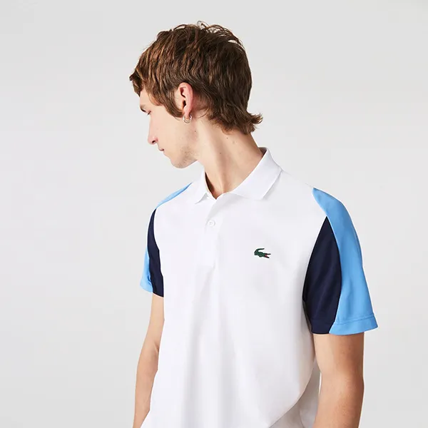 Áo Polo Nam Lacoste Ergonomic Sport Dry Shirt DH9249L-5YP Màu Trắng Xanh Size 2