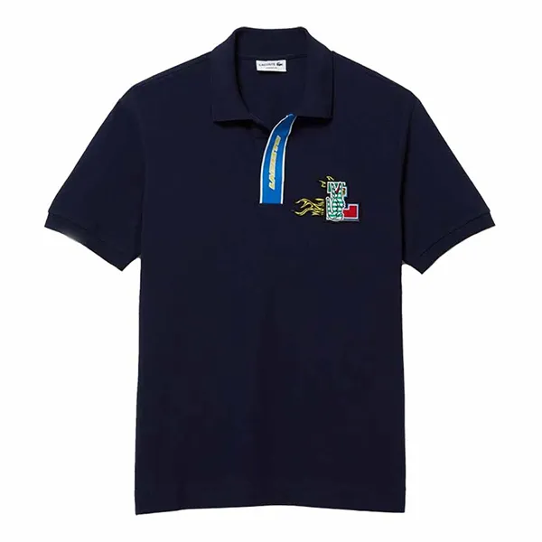 Áo Polo Nam Lacoste Men's Classic Fit Contrast Placket And Crocodile Badge PH1465 166 Màu Xanh Navy Size 3