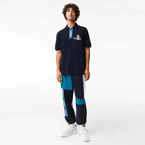 Áo Polo Nam Lacoste Men's Classic Fit Contrast Placket And Crocodile Badge PH1465 166 Màu Xanh Navy Size 3