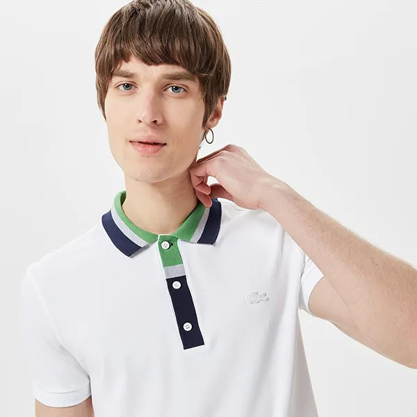 Áo Polo Nam Lacoste Color Blocked White PH0309 Màu Trắng Size 2