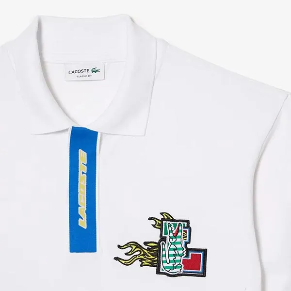 Áo Polo Nam Lacoste Men's Contrast Placket And Crocodile Badge PH146551001 PC02 Màu Trắng Size 4