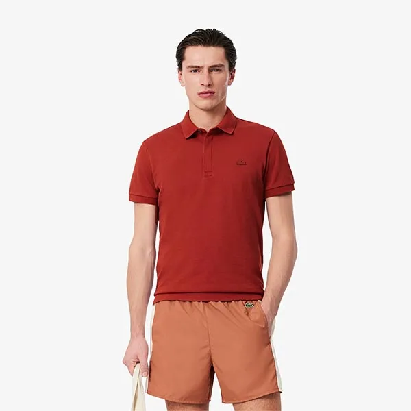 Áo Polo Nam Lacoste Men's Regular Fit Paris Stretch Piqué Polo PH5522 51 AFS Màu Nâu Size 4