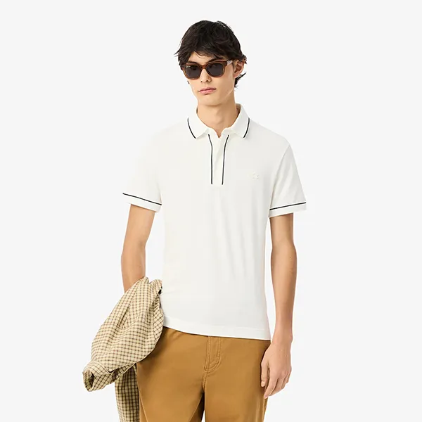 Áo Polo Nam Lacoste Men's Regular Fit Paris Stretch Piqué Polo PH8184 51 70V Màu Trắng Size 3