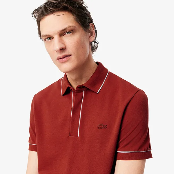 Áo Polo Nam Lacoste Men's Regular Fit Paris Stretch Piqué Polo PH8184 51 AFS Màu Nâu Size 4