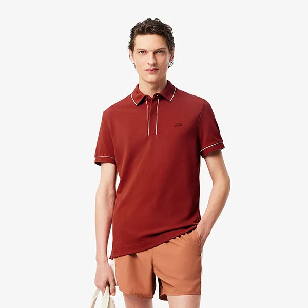 Áo Polo Nam Lacoste Men's Regular Fit Paris Stretch Piqué Polo PH8184 51 AFS Màu Nâu Size 4