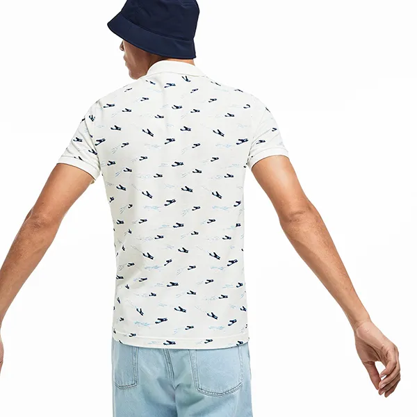 Áo Polo Nam Lacoste Men's Slim Fit Printed Pique PH4234 2CQ Màu Trắng Size 2