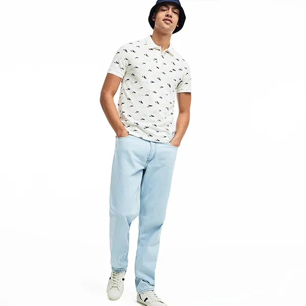 Áo Polo Nam Lacoste Men's Slim Fit Printed Pique PH4234 2CQ Màu Trắng Size 2
