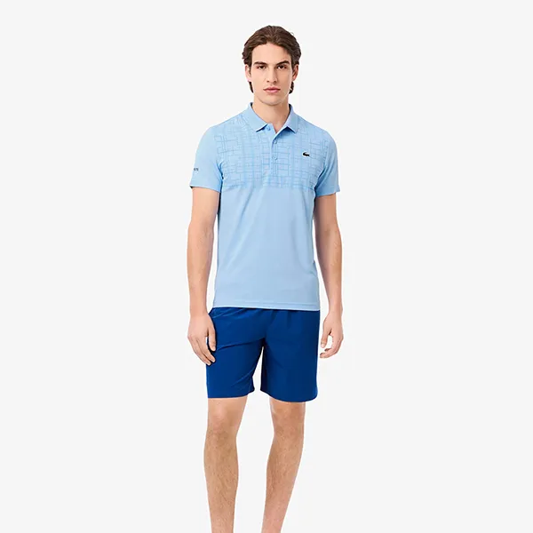 Áo Polo Nam Lacoste Men's Tennis X Novak Djokovic DH4777-HBP Màu Xanh Blue