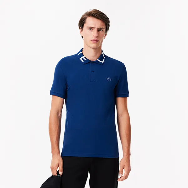 Áo Polo Nam Lacoste Movement Jacquard Collar Polo PH7495 51 HBM Màu Xanh Blue Size S
