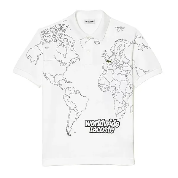 Áo Polo Nam Lacoste Original L.12.12 Printed Organic Cotton PH8046 00 001 Màu Trắng Size XS