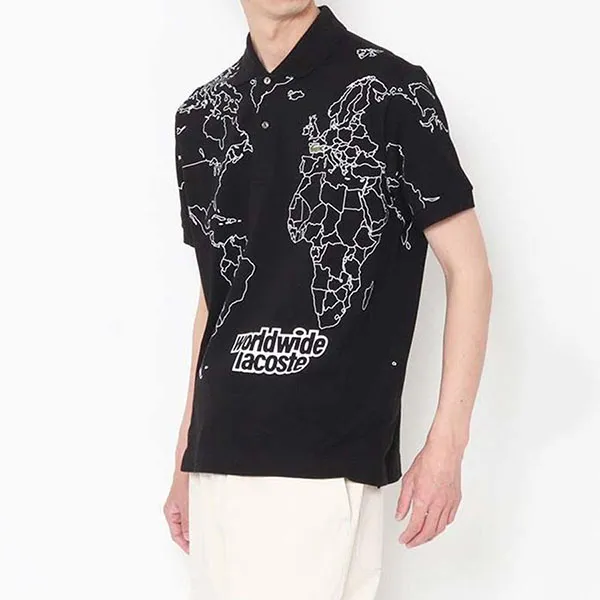 Áo Polo Nam Lacoste Original L.12.12 Printed Organic Cotton PH8046 00 031 Màu Đen Size XS