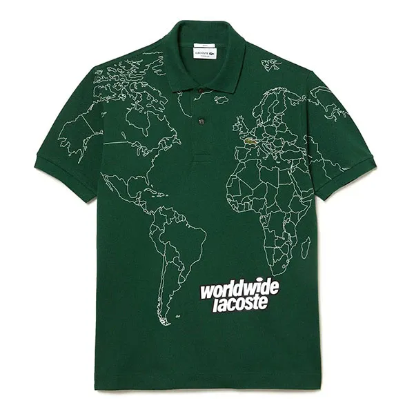 Áo Polo Nam Lacoste Original L.12.12 Printed Organic Cotton PH8046 00 132 Màu Xanh Lá Size XS