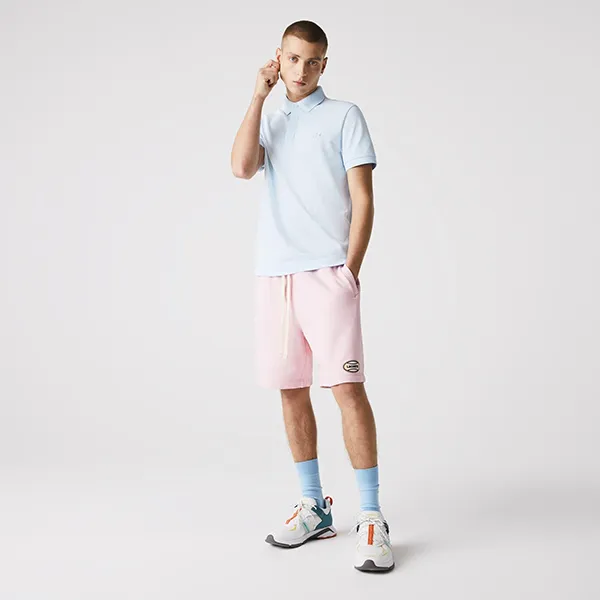 Áo Polo Nam Lacoste Paris Stretch Cotton Piqué Blue PH5522-T01 Màu Xanh Nhạt Size 2