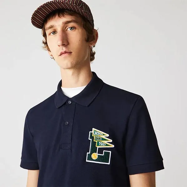 Áo Polo Nam Lacoste Regular Fit L Badge Cotton Piqué PH7730 166 Màu Xanh Navy Size 2