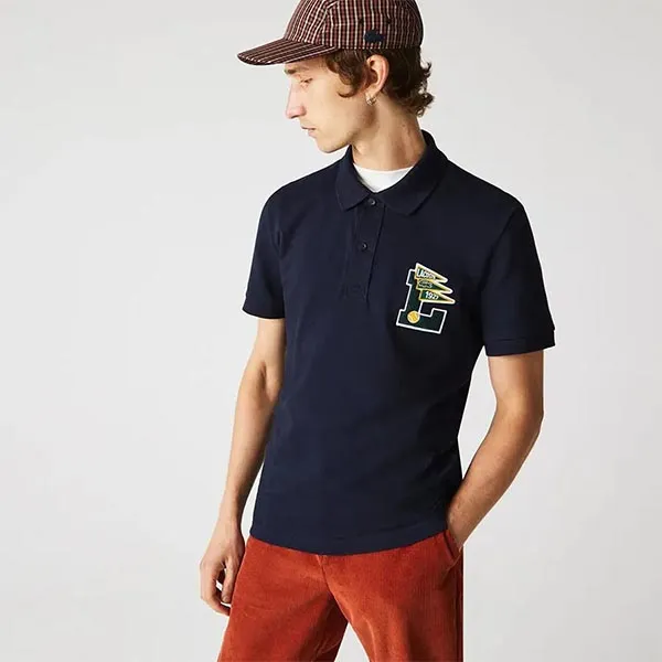 Áo Polo Nam Lacoste Regular Fit L Badge Cotton Piqué PH7730 166 Màu Xanh Navy Size 2
