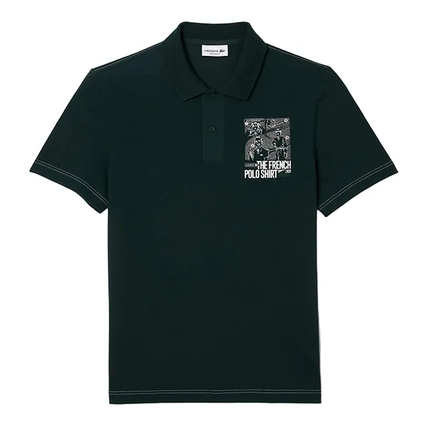 Áo Polo Nam Lacoste Regular Fit Movement Printed Polo Shirt PH7416 00 YZP Màu Xanh Đậm Size XS