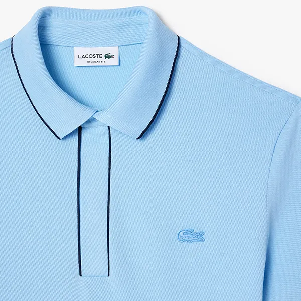 Áo Polo Nam Lacoste Regular Fit Paris Stretch Piqué Polo Shirt PH0796 54N HBP Màu Xanh Da Trời Size 4
