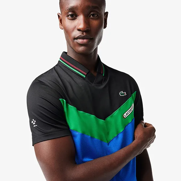 Áo Polo Nam Lacoste Men's Slim Fit Tennis Seamless Effect DH1099 MIU Màu Xanh/Đen Size 2