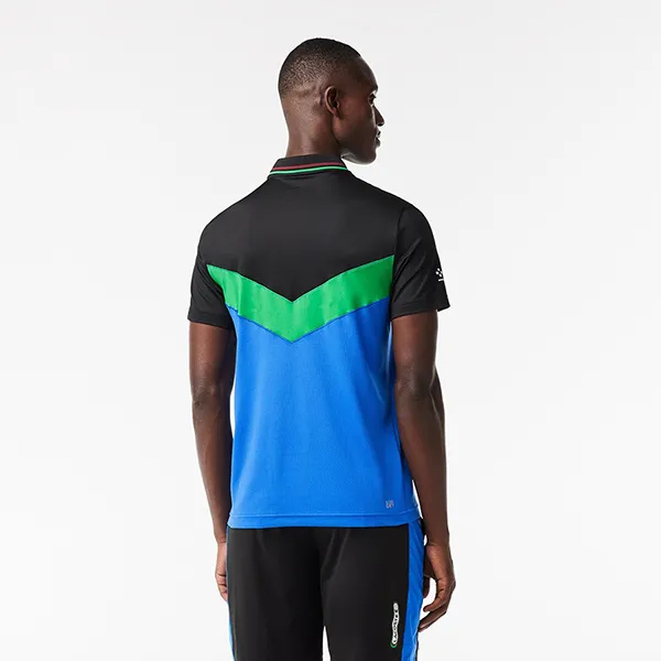 Áo Polo Nam Lacoste Men's Slim Fit Tennis Seamless Effect DH1099 MIU Màu Xanh/Đen Size 2