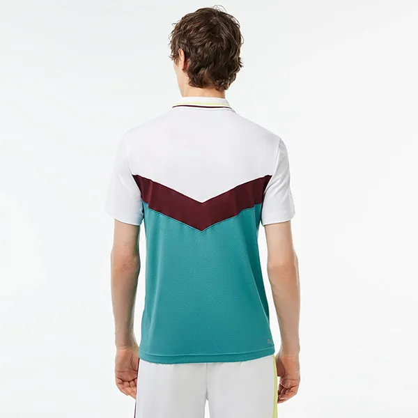 Áo Polo Nam Lacoste Slim Fit Tennis Seamless Effect DH1099 Q7I Màu Trắng/Xanh Size 3