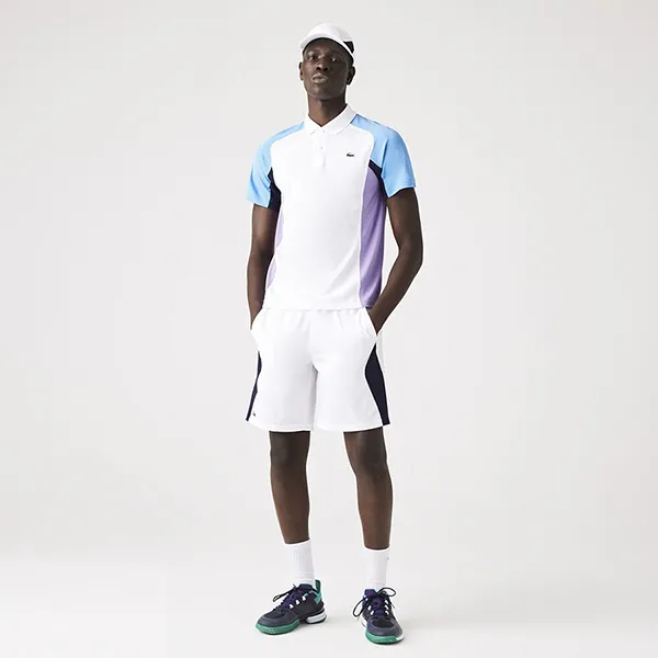Áo Polo Nam Lacoste Sport Thermo Regulating Piqué Tennis Shirt DH9265-6HU Màu Trắng Xamh Size 3