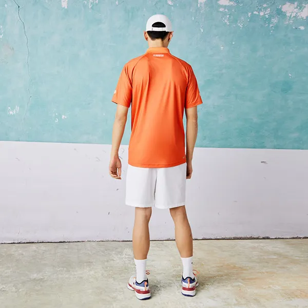 Áo Polo Nam Lacoste Sport x Novak Djokovic Print Stretch DH0853 Màu Cam Size 3
