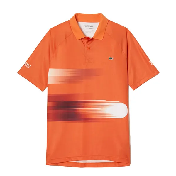 Áo Polo Nam Lacoste Sport x Novak Djokovic Print Stretch DH0853 Màu Cam Size 3