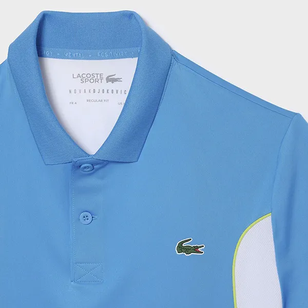 Áo Polo Nam Lacoste Sport x Novak Djokovic Regular Fit Colorblock DH3543 26F Màu Xanh/Trắng Size 3