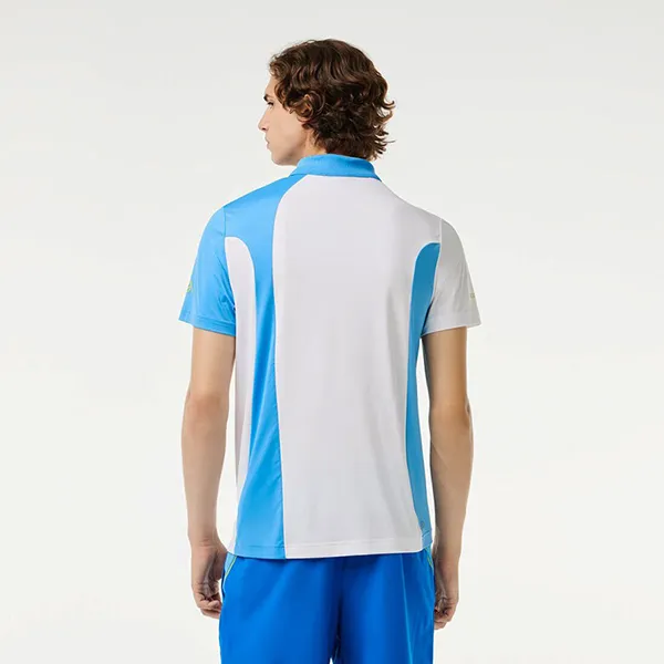 Áo Polo Nam Lacoste Sport x Novak Djokovic Regular Fit Colorblock DH3543 26F Màu Xanh/Trắng Size 3