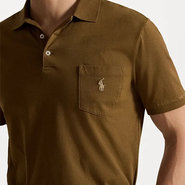 Áo Polo Nam Ralph Lauren Classic Fit Jersey Pocket Polo Shirt Nature Brown Màu Nâu Size S