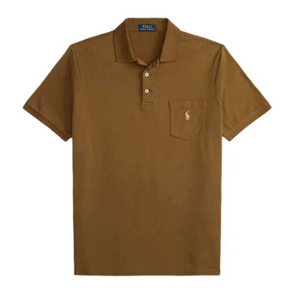 Áo Polo Nam Ralph Lauren Classic Fit Jersey Pocket Polo Shirt Nature Brown Màu Nâu Size S