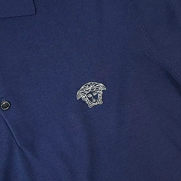 Áo Polo Nam Versace Dark Blue Logo Medusa Embroidered 1019330 1A13913 1UI20 Màu Xanh Navy Size 44