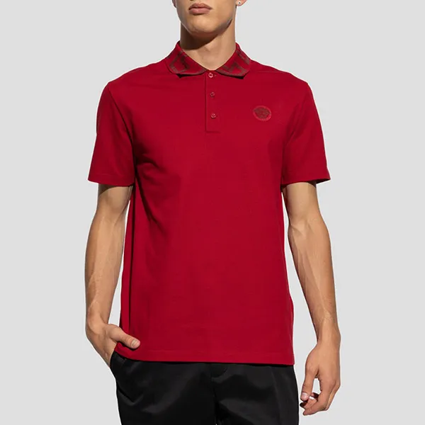 Áo Polo Nam Versace Medusa Greca With Logo Embroidered In Red A89492 1A04867 1RB30 Màu Đỏ Size S