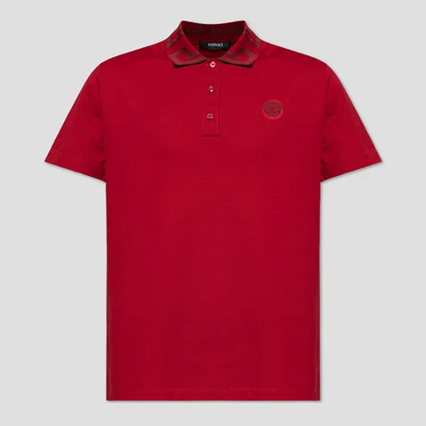 Áo Polo Nam Versace Medusa Greca With Logo Embroidered In Red A89492 1A04867 1RB30 Màu Đỏ Size S