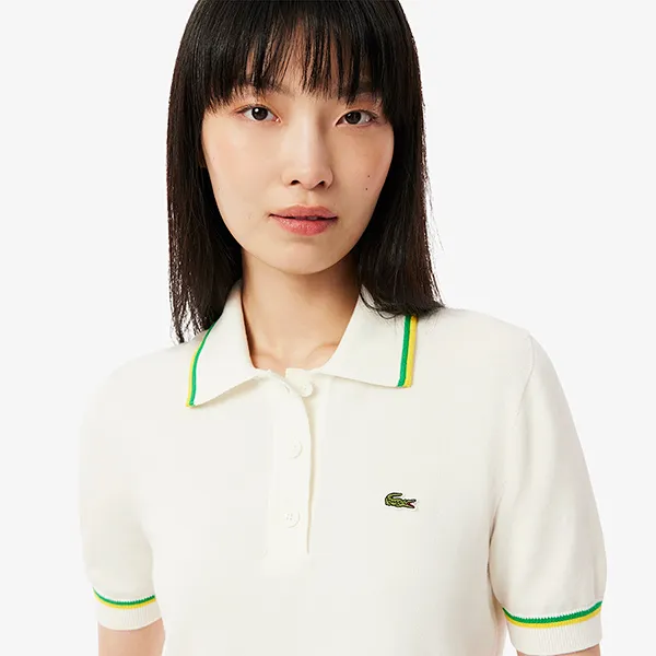 Áo Polo Nữ Lacoste Women's Cropped 3D Seamless Stretch Cotton AF9283 51 DII Màu Trắng Size 34